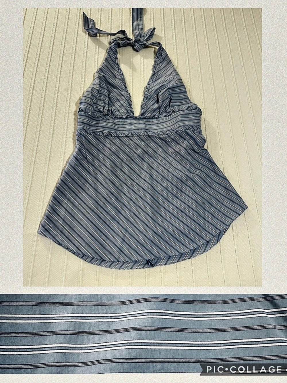 J.Crew Striped Halter Tank in Blue & White